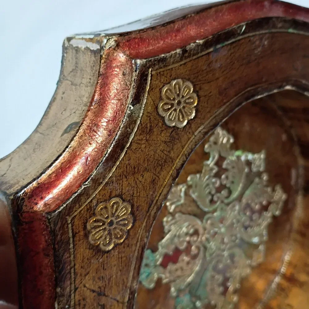 ITALIAN FLORENTINE Wooded Tray Gold Guilded 9